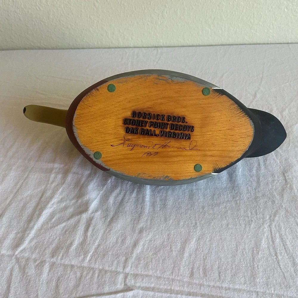 Vintage Hornick Bros Stoney Point Widgeon Duck Decoy Signed Raymond Hornick 1981